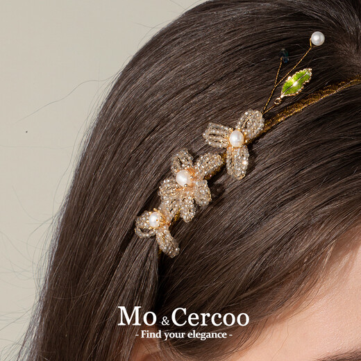 Cercoo MoCercoo Lilac Crystal Dream Headband Crystal Beaded Freshwater Pearl Birthday Gift Gift Box Champagne Color