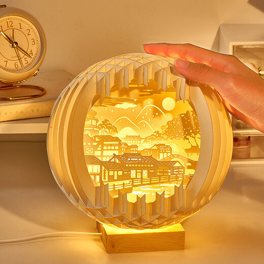 Yunya paper carved lamp high-end creative gifts night lanterns Chinese Valentine's birthday gifts for girls' best friends' gifts Spring River Flower Moon [gift bag + greeting card]