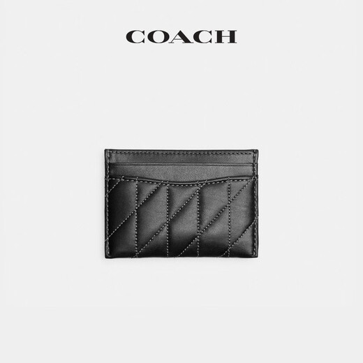 蔻驰（COACH）女士PILLOW菱格纹绗缝卡包 LH/灰蓝色