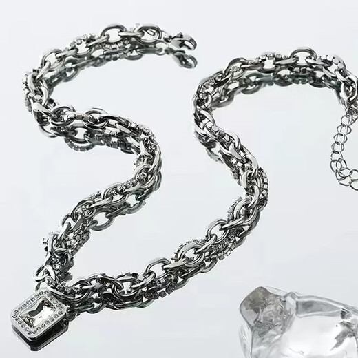 QMXD necklace men's trendy hip-hop men's clavicle chain high-end American retro boy pendant titanium steel non-fading gift for boyfriend