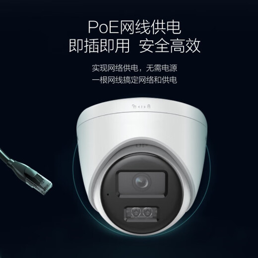 
Hikvision hemisphere camera dual-light full-color night vision monitoring humanoid detection intelligent fill light built-in pickup recording person lights on DS- 2CD1345V2-LA [POE power supply 4 million] 2.8mm lens