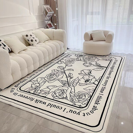 Gu Die Modern Simple Living Room Carpet French Bedroom Cream Carpet Ins Style 2023 New Cloakroom Secret Garden 120CM 160CM Soft Skin Friendly Odorless Ring