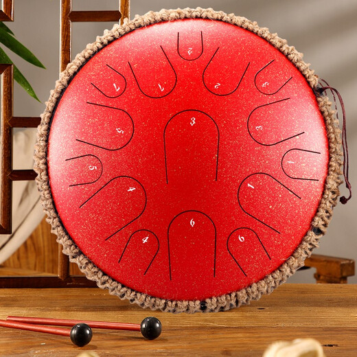 Hluru luru ätherische Trommel 15-Tone 14-Zoll 13-Tone-Handdrum-Drum Anfänger Professionelles Percussion Instrument Schriftzeichen für Kinder 13 Zoll 15-Tone Titanium Stahl [Lavendel] + Drum-Ständer