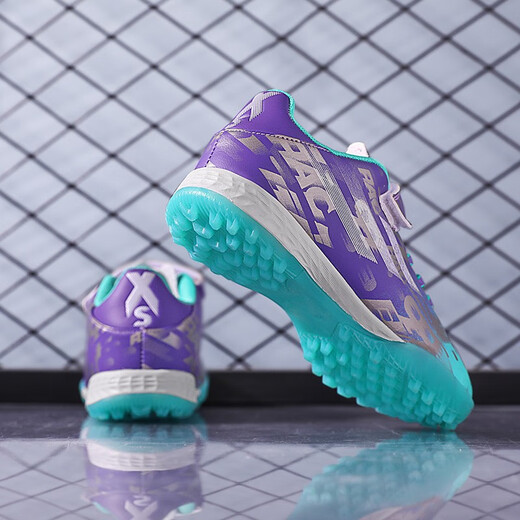 Feelaces zapatos de fútbol para niños uñas rotas para hombres y mujeres Falcon Messi zapatillas de entrenamiento para estudiantes para niños Tf zapatillas de hierba artificial 6195 menta verde verde roto 34 [calcetines + bolsa de bolas + placa de guardia]