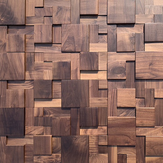 Huaxin Shuo Massivholz Mosaik Hintergrund Wand Neues chinesisches Wohnzimmer und Essunternehmen Bild Schwarz Walnuss Licht Luxus Seine schwarze Walnuss 6625-1 reguläres Dünnmodell 30x60