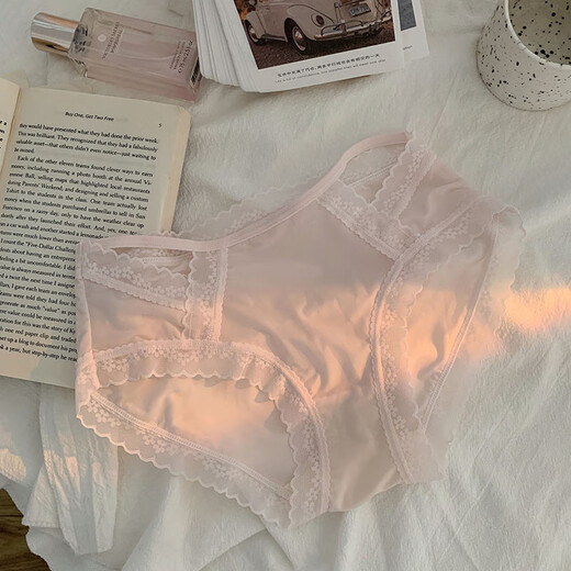 LangSha (LangSha) Pure Lace Panties for Girls Sexy Thin Mid-waist Breathable 3 Valentine's Day Unsize Ice Silk Underwear