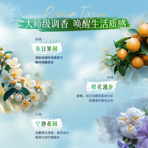 Qingfeng Li Yunrui's same style scented printed 5 layers 5 sheets * 18 pack handkerchief paper mini portable orange blossom fragrance