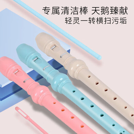 杉贝天鹅德式竖笛学生6孔8孔笛子儿童入门初学乐器直笛六孔八孔高音 奶糖白 【8孔】原装无