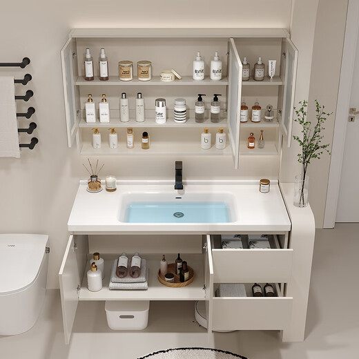ORODEN 2025 crema Cerámica Integrada Basin Gabinete de baño Combinación de lavabo de lavado de lavado de lavavajillas