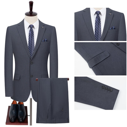 Chalides light luxury high-end wool suit for men 2025 autumn and winter new business casual two-piece suit for men 1105 gray two buttons without splits 46 165 yards recommended 100-119 Jin Jin equals 0.5 kg