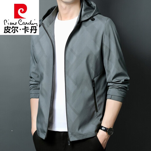 皮尔卡丹（pierre cardin）高档春秋季夹克外套男士薄款中青年时尚休闲百搭可拆卸连帽上衣 K12127款绿色(可脱卸帽) 190/3XL