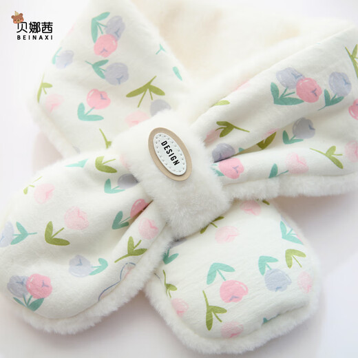 Benasi children's scarf autumn and winter baby girls kindergarten infants and toddlers winter warm windproof scarf thickened cute little flower - pink 1-8 years old 73CM
