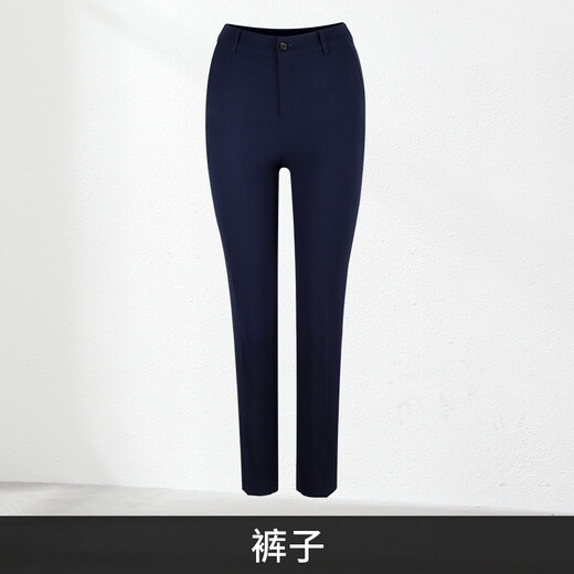 Luo Meng Professional Suit Formal Wear Women's Sales Department Work Clothes Interview Suit Hotel Front Desk Workwear Stewardess Uniform Summer Blue Collar Long Sleeve Navy Suit + Pants L