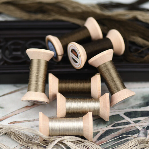 Other embroidery craftsmen embroidery thread handmade Su embroidery embroidery mulberry silk thread wrapped silk handmade embroidery spool green brown No. 6