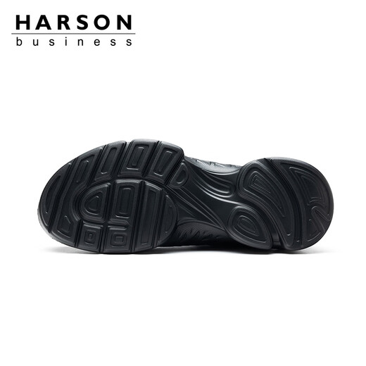 Harson first-layer calfskin men's shoes autumn and winter sports leather shoes thick-soled business casual shoes genuine leather commuter high-end walking shoes black four seasons 41 (255mm)