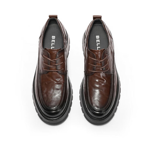 Belle Plissee Business Lederschuhe Herrenkuhläden dicke Sohle formelle Schuhe A1422AM4 Schwarz-Single 41