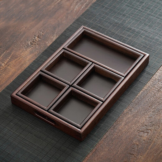Qixuanyuan stove tea making tools bamboo tea set tray simple home office tea tray compartment storage snack snack tray
