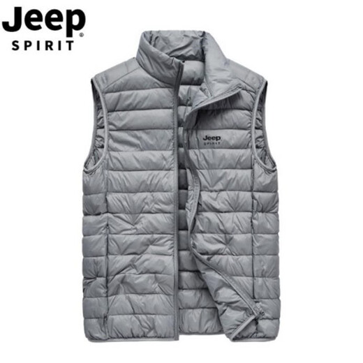 JEEP SPIRIT羽绒马甲男秋冬季男士鸭绒轻薄立领保暖马夹中青年休闲时尚坎肩背 H7170豆绿色 2XL