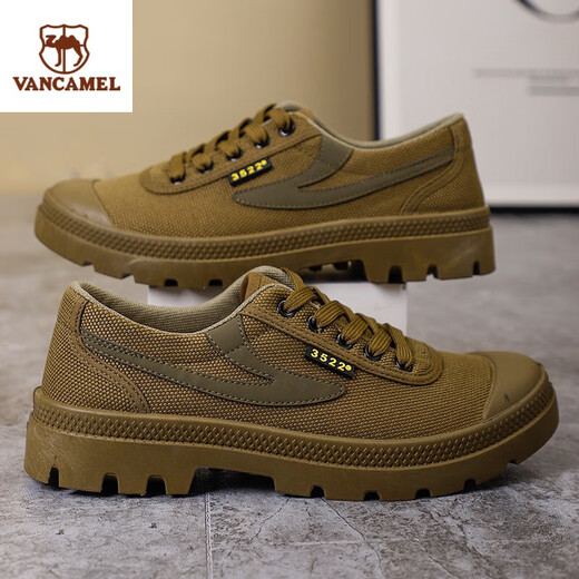 Western Region Camel 3522 Camel Camel 3522 Casual Anti-Slip Breathable Hiking Shoes Canvas Shoes Soft Sole Wear-Resistant Hiking Outdoor Authentic Labor Protection Shoes Men 43 Improved Liberation Shoes (Fashionable Model) x Kaki