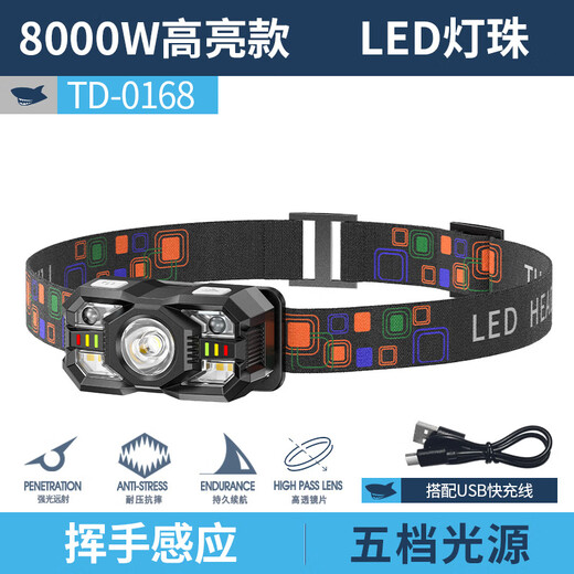 
Imported headlights Japan original strong yellow light 6 lithium battery super bright big headlights Japan 16-core headlights self-waterproof 9900W [with induction upgrade top version] standby 3