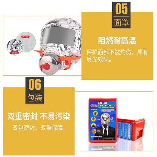 Fire mask, anti-virus and anti-smoke mask, fire escape filter, self-rescue respirator, home emergency building, hotel fire acceptance, fire mask national standard 3C