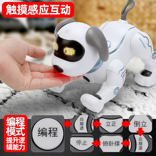 ToyleFun intelligent machine dog remote control children's toy programming dog walking stunts boy electronic mechanical dog upgraded remote control + voice command official standard [rechargeable battery]