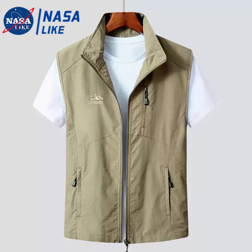 NASALIKE Men's Vest 2025 Summer Casual Breathable Fishing Horse Clip Jacket Young Middle-aged and Elderly Quick-Drying Vest Men's Vest Navy Blue 2XL Recommended 155-170Jin [Jin equals 0.5 kg]