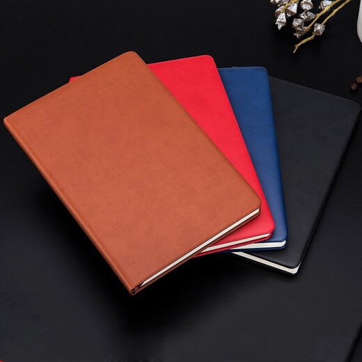 定制商务会议礼品笔记本套装礼盒皮面记事本公司活动本子可印LOGO工作会议记录本展会礼品学生奖品刻字 A5本+金属笔+笔芯-橘色