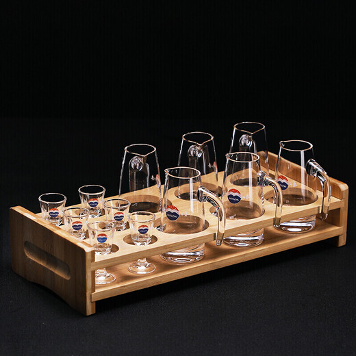 Small wine glass dispenser, one pot, one glass of wine set, white wine glass, spirit glass with logo, label, 6 10ml cups, 6 100ml wine dispensers + 6 hole rack