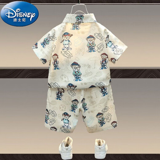 迪士尼（Disney）男童夏装套装2025新款儿童短袖衬衫潮男宝宝童装夏天痞帅男孩衣服 （上衣+裤子）套装 110 码（身高100-110cm）