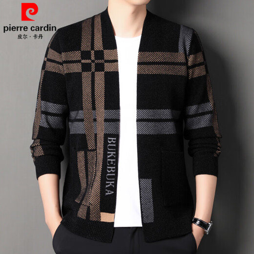 Pierre Cardin Marke Wolle Kristall Gitter Cardigan Männer mittleren Alters und junge trendige Strickpullover Casual Jacket M. Männer Aprikosen Farbe 165