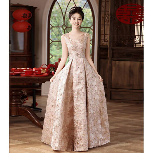 Ropa de compromiso de Yingwen para mujeres vestidos de noche para mujeres 2024 Nueva ropa de tostada de temperamento de alta gama para novia nueva boda china burdeos m largos