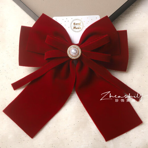 Aimophie Laohuang Cinjin Store Velvet Bow Headdress Bridal Earring Set Women's Wedding Engagement Reception Hair Accessories Simple and Atmospheric 3-Bow Hairpin + 4 Ear Hooks