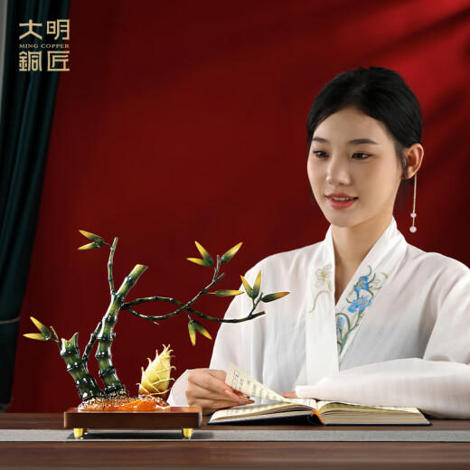 大明铜匠节节高升新中式铜竹子摆件升职乔迁开业礼品客厅办公室桌面父亲节