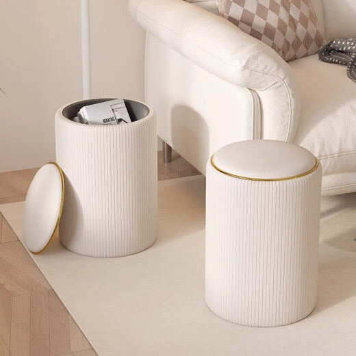 Tingshi Storage and Storage Sharging круглый стул туфли столец табурет, смену легкие роскошные гостиные диван, чайный стул, домашний маленький стул [без хранения] на белой вертикальной коже