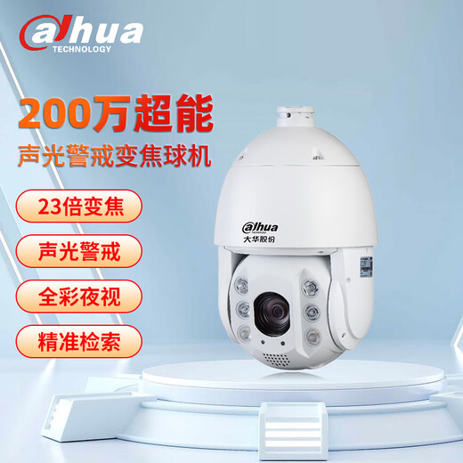 dahua大华超能MAX网络高速球机 200万高清变焦云台360旋转室外防雨声光警戒全彩跟踪精准检测监控摄像头 【23倍】DH-SD6223-YL-PV-i 带512G卡