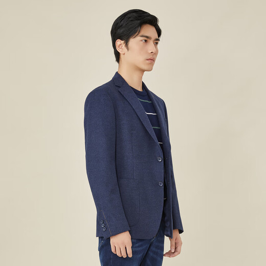 雅戈尔（YOUNGOR）单西男两粒单排扣标准版休闲西服男西服外套羊毛混纺商场同款 蓝色 M 170/92A