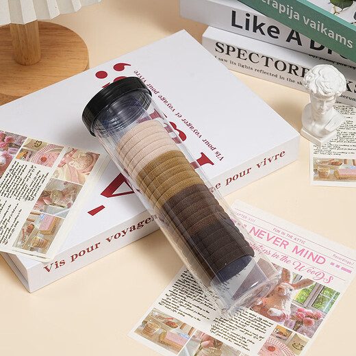 
[Hot sold in the entire network] Simple high elastic seamless hair band rubber band women tied with hair ropes and hair accessories internet celebrity ponytails Simple hair rope hair band - milk brown color - 40 package special offer