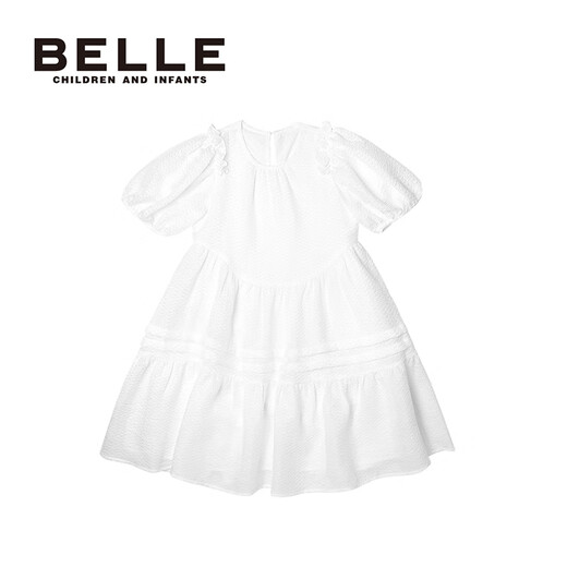 Belle children's clothing children's dress summer new little girl princess shoes baby skirt white sweet pullover dress white 130
