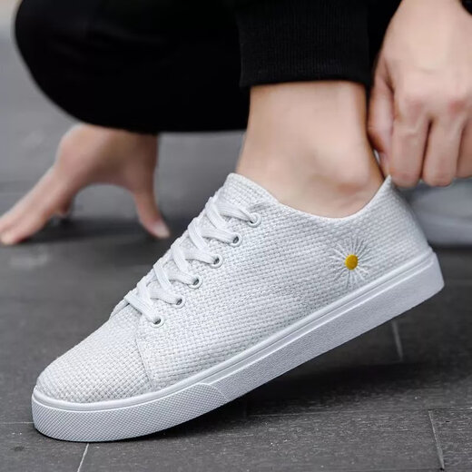 
Changxiang Huili summer shoes men Korean style trendy board shoes canvas shoes men small white shoes old Beijing cloth shoes breathable linen shoes men A1816 beige yellow linen 39