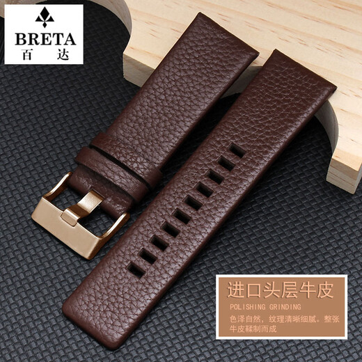Pataca adapted to POLICE watch accessories PL.14698 13806 large dial cowhide strap 24 26 28 30mm white + silver pin buckle 22mm