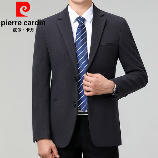 皮尔卡丹羊毛西服男外套2024秋冬新款男士休闲西装结婚礼服职场高档单西男 A2303款-藏青 175码(建议146-155斤)