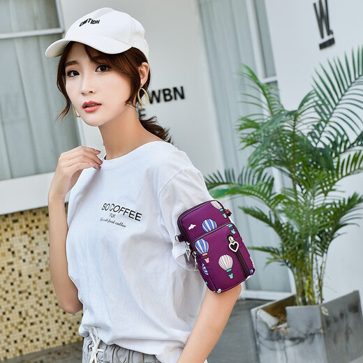 
Xitu 2025 new mobile phone bag for women crossbody neck hanger mobile phone bag portable wrist coin wallet mother running arm bag purple red balloon (large size)