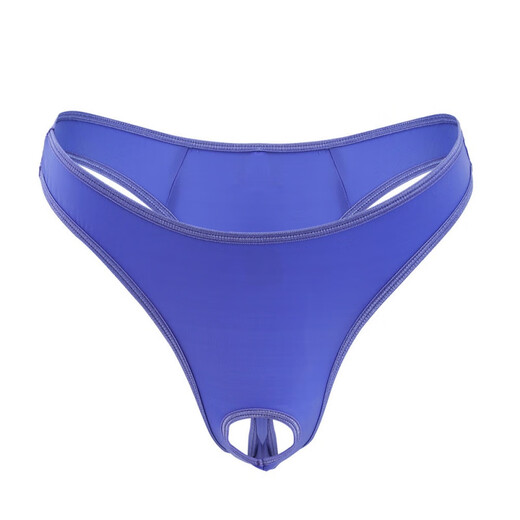 前开洞免脱冰丝男士情趣丁字裤 性感透明低腰T裤男式弹力情侣开档 黑色 均码