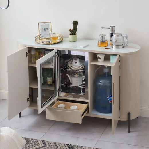 Juke Intelligent Voice Tea Bar Machine Home Multi-function Disinfection Cabinet Storage Side Cabinet Light Luxury Simple Automatic Tea Bar Machine 897 Voice Model Creamy Style Refrigeration Warm