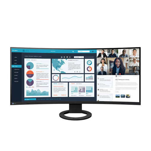 Yizhuo Eizo Yizhuo EV3895 gebogener Fisch Bildschirm Low blau Licht ohne Flash Energy Sparende Augenschutz Business Office Börse Unterhaltung 37,5-Zoll Schwarz Schwarz