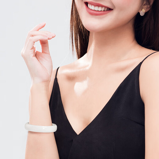 7000 Hetian Jade Bracelet Mutton Fat White Women's Jade Bracelet Jade Bracelet 56-57 Circle