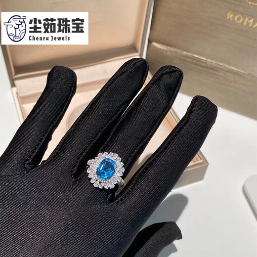 Chenru 5.20 carat topaz ring for women natural colored gemstone jewelry gemstone 925 silver inlaid No. 13