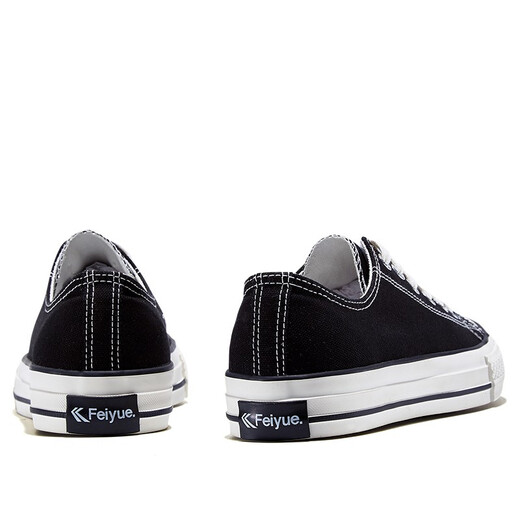 飞跃（Feiyue）帆布鞋男鞋女鞋春秋款低帮运动休闲鞋男时尚基础款学生小白鞋子潮 黑色 42标准尺码