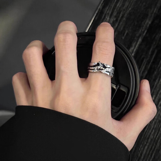 Meng Keduo dark style starburst ring men's niche design simple light luxury ring high-end open ring female tail ring gift starburst ring two-piece set